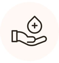 손과 물방울(+) 아이콘